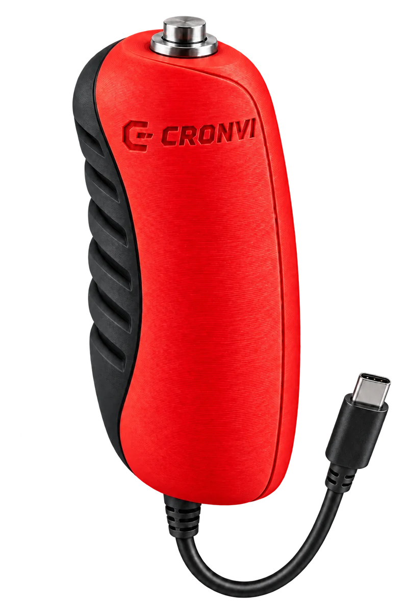 CRONVI Button avec poignée rouge et noire, poussoir métallique et câble USB-C